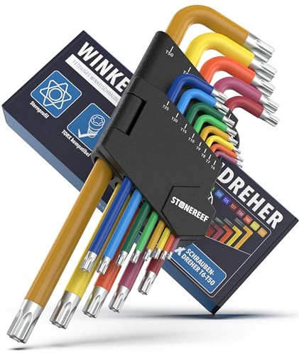 Winkelschraubendreher Set 13tlg. [T6-T50mm] Sechsrundschlüssel kompatibel mit Torx-Schrauben Multicolour, Handwerker Innensechsrundschlüssel, Drehmomentschlüssel, Winkelschraubenausdreher