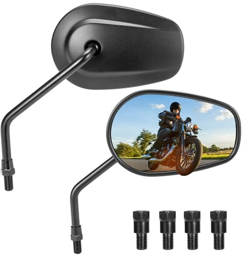 KEMIMOTO Universelle Motorrad Spiegel aus Aluminiumlegierung, 360° Verstellbar, Breite Sichtfläche, M10 Motorrad Rückspiegel Kompatibel mit Honda, Kawasaki, Suzuki, KTM, ATV, Roller