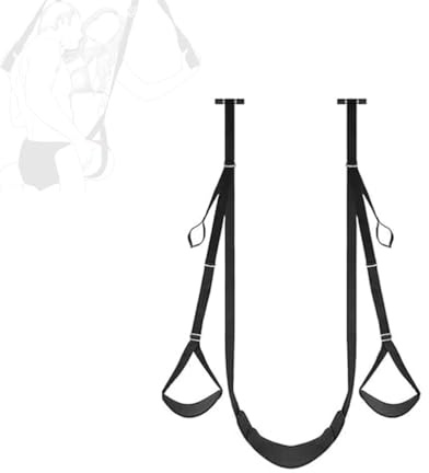 Altalena da porta regolabile in nylon nero con cuscino per seduta