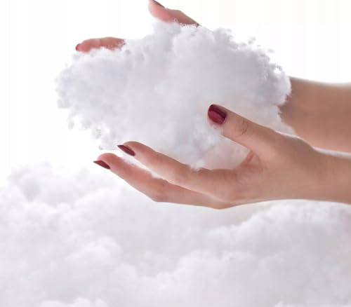 Füllwatte 2kg Ökotex antiallergisch waschbar 95°C hochflauschig Kissenfüllung Bastelwatte Füllmaterial Stopfmaterial, aus Polyester Hohlfaser, Weiß