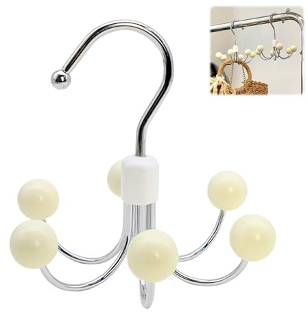 Cintre Ceintures avec 6 Crochets Pivotants, Organisateur Rotatif à 360° en Acier Durable, Rangement Suspendu pour Cravates, Écharpes, Gants ou Bijoux