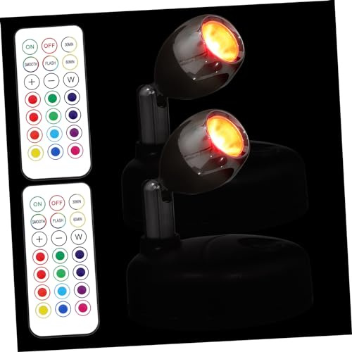 DOITOOL 2pcs Battery Operated Remote Control LED Accent Spotlights Adjustable Color Indoor Lighting for Cabinets Art Displays and Home Decor Durable Construction