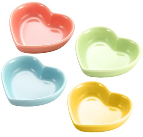 4 Ceramic Guinea Pig Bowls, Hedgehog Food Bowls, Small Animal Feeding Dishes for Hamsters, Gerbils, Mice, Durable and Easy to Clean, 8 x 7.5 x 2.5 cm, Blue, Green, Yellow, Pink