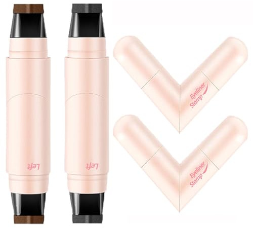 Tampon eyeliner à double tête, 2 couleurs, étanche, durable, anti-taches, stylo eyeliner liquide, nouveau tampon eyeliner pliable, stylo de maquillage pour les yeux (noir + marron)