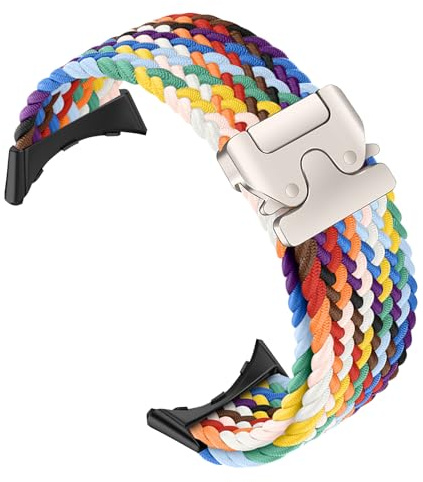 RanBluu flätat armband för Google Pixel Watch 4/3 45 mm, elastiskt nylon, ersättningsarmband, tyg sportband för pixel klocka 4/3 45 mm