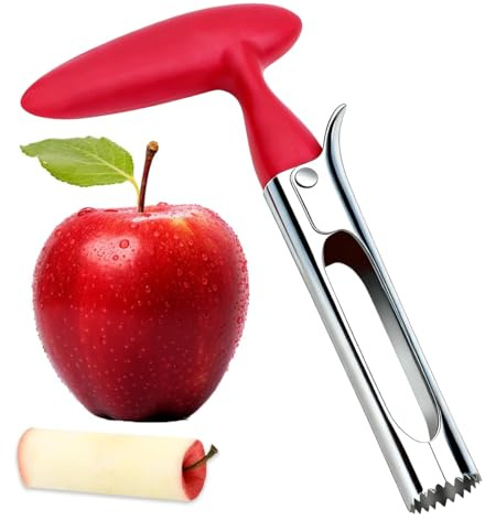 YNOUYRS Vide Pomme, Dénoyauteur à Pomme avec Poignée en ABS et Lame Dentelée en Acier Inoxydable, Enleve Trognon Pommee,Vide Trognon, Rouge