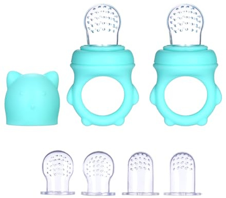 Horett BABY TEETHING FRUIT PACIFIERS FEEDER COMBO FOR HEALTH GROWTH AND DISCOMFORT RELIEF 3 SIZES VARIETY (Green)