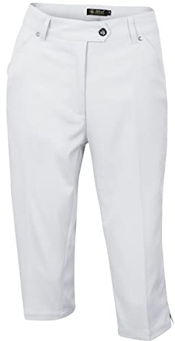 Island Green Womens Iglpnt1487ss Ladies Stretch Quick Dry Capri Shorts Golf Pants, White, 12 EU
