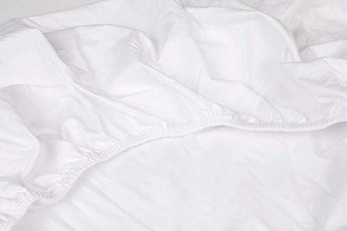 Kayori Shizu Perkalspannbettlaken 40cm Steg Größe 140x200cm Farbe Weiß Percale-Baumwolle Spannbetttuch Betttuch Baumwollbetttuch