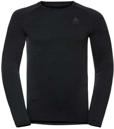 Odlo Thermounterwäsche für Herren Performance Warm | Odlo Graphite Grey Schwarz | Größe M | Funktionsshirt Langarm | Warme Skiunterwäsche