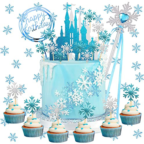 BOYATONG Frozen Decorazione della Torta Compleanno Bambini, Principessa Congelata, Cake Topper per Nozze