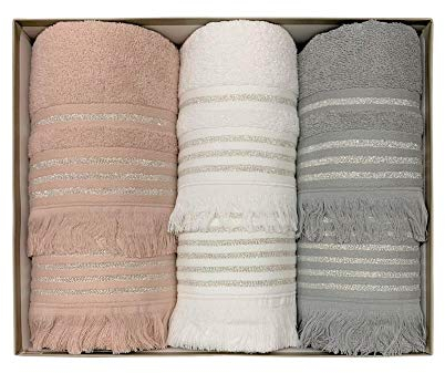 Nada Home Set asciugamani bagno 3+3 in spugna viso ospite Maestri Cotonieri Lurex 3649