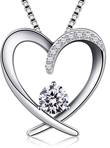Jewlldeen Collane da donna Argento 925 Cuore Gioielli Donna con Elegante Confezione Regalo Lunghezza catena 18'' Regali per la mama/festa/anniversario/compleanno
