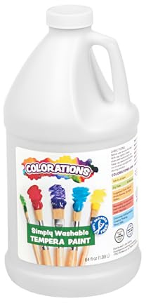 Colorations Vernice a tempera bianca da 1/2 gallone semplicemente lavabile, vernice, vernice a tempera, vernice lavabile, vernice per bambini, colori vivaci, vernice per bambini, forniture artistiche