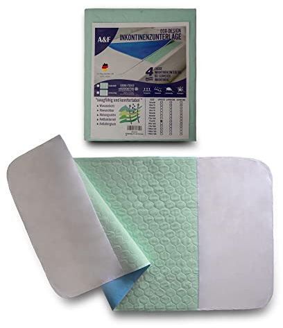 A&F Inkontinenzauflage 75x90 (1er Pack) - 4 Schichten - Bis 26280ml/m² Saugkraft -Krankenunterlage waschbar - Inkontinenzunterlage waschbar - Matratzenauflage geeignet für Babybett und Kinderbett