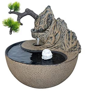 Tabletop Fountain Tabletop Fountain Office Desk Decoration Water Fountain Indoor Simulation Bonsai Waterfall Desktop Fountain Bedroom Living Room Crystal Ball Fountain Landscape Desktop Fountains
