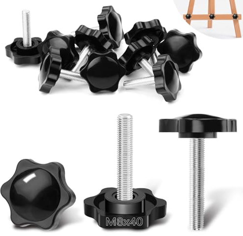 Ziamzra 20 Stück Rändelschraube M8 x 40mm Flügelschrauben Sterngriffschraube mit Sterngriff DIN912 Sternschraube M8 Schrauben für Werkzeugmaschine Drehmaschine Maschine Anziehen Geräte Instrument