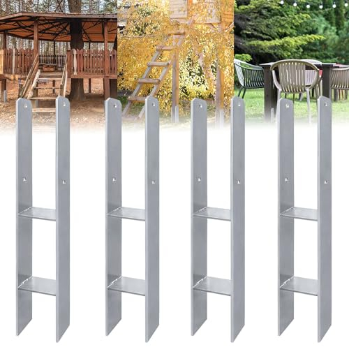 ACXIN Lot de 4 supports de poteau en H - 101 x 600 mm - En acier inoxydable - Avec revêtement - Pour installations fixes en extérieur - Épaisseur du matériau : 5 mm