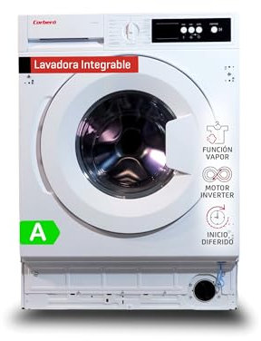 Corberó - Lavadora Carga Frontal | CLAV8424INT | 8 Kg | 1400 RPM | Motor Inverter | Vapor | Display LED | 16 Programas | Lavado Rápido 15 Min. | Blanco