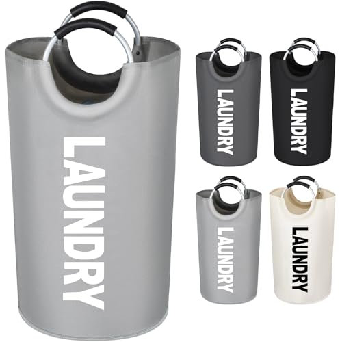 Votoko Ceste per Biancheria 82L, Grandi Portabiancheria Pieghevole per Bucato Sporco In Tessuto Oxford, Cesto Panni Sporchi per Riporre Vestiti In Camera Da Letto, Grigio Chiaro