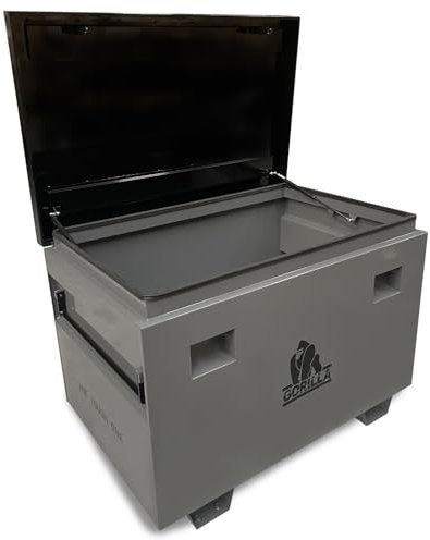 Autojack Heavy Duty Steel Site Box L 1219mm D 799mm W 850mm Gas Sprung Lid & Rust Resistance For Home, Garage, Workshop & Van Tool Storage GORILLA