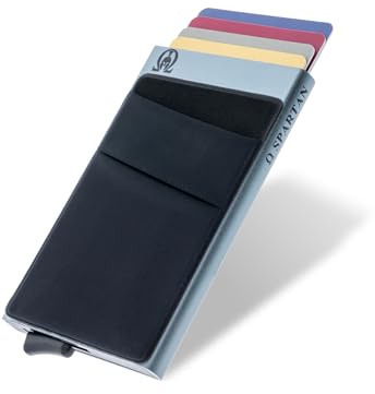 RE® Tarjetero para Hombre con Capacidad de 6 a 8 Tarjetas | Tarjetero Metálico RFID | Cartera Minimalista de Aluminio | Portatarjetas Compacto y Seguro