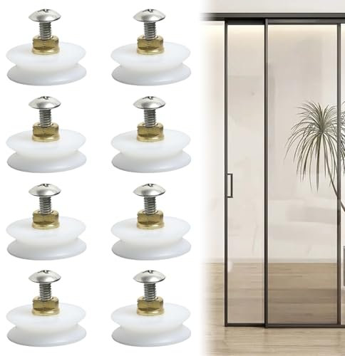 Rollen für Duschtüren, Edelstahl, Durchmesser 22 mm, inklusive M4 Schrauben, Geeignet für Duschkabinen, Dampfkabinen und Duschabtrennungen