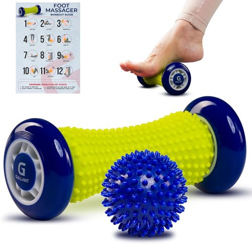 Gallant Foot Massager for Plantar Fasciitis Support - Foot Roller & Hard Spiky Massage Ball, Deep Tissue Trigger Point, Flat Feet Exerciser, Stretcher, Reflexology Physiotherapy Equipment