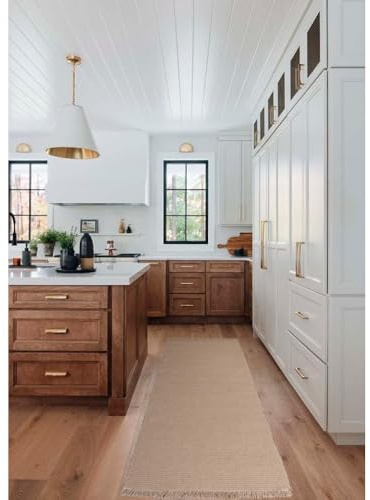 LUSA MIX Alfombra Cocina Lavable y Alfombra Pasillo Larga, Alfombras Rectangulares de Algodón con Flecos, Estilo Rústico y Moderno, Decorativa y Práctica para Hogar, Salón y Entrada, 60x200 cm Beige