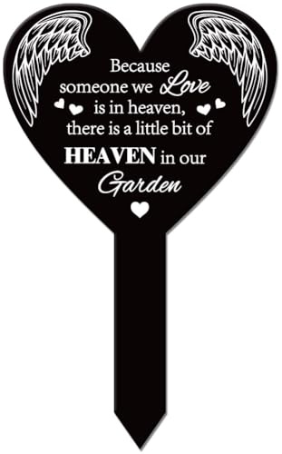 GLOBLELAND Plaque Commémorative en Forme de Cœur pour Cimetière Piquet Funéraire en Acrylique Plaque de Jardin Imperméable avec Bénédiction en Forme de Cœur pour Cimetière