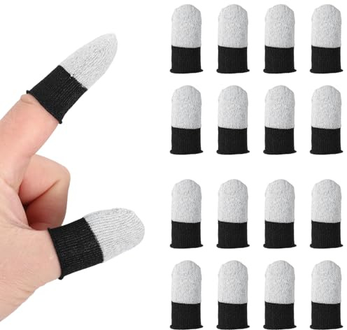 PATIKIL Manchons pour Pouce de Manette, 16 pièces, Manchons pour Doigts de Jeu Mobile, Gants à Embouts en Fibre argentée Anti-Transpiration Respirants Pours à écran de Jeu, Blanc
