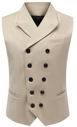 YFFUSHI Gilet da Uomo Doppiopetto Elegante Panciotto Formale Classico Gilet da Abito Senza Maniche per Matrimonio