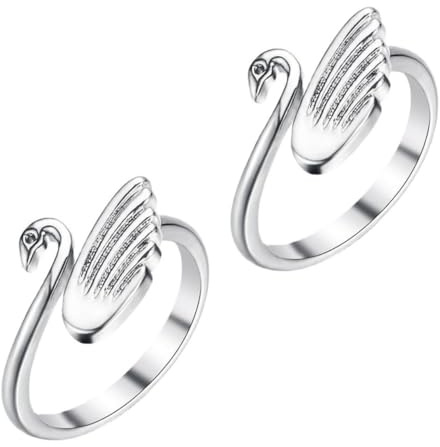 PRETYZOOM 2 Pezzi 2PCS Anelli per Maglieria Regolabili Forma di Cigno Anello Intrecciato per Uncinetto e Filo Accessori per Principianti e Appassionati di Lavoro Maglia