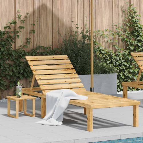 Mokuyary Lettino da giardino con tavolo in legno di pino impregnato, per giardino e piscina, resistente