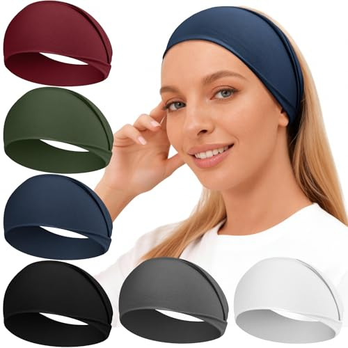 Loiluliy Cinta Pelo Deporte, 6Pcs Diadema Mujer&Hombre Suaves y Antideslizantes Headband Accesorios Pelo para Running,Yoga, Fitness, Tenis, Skincare y Moda Diaria