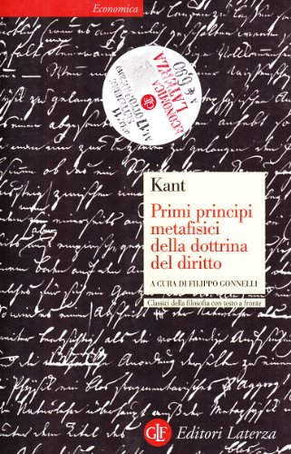 Primi principi metafisici della dottrina del diritto. Testo tedesco a fronte