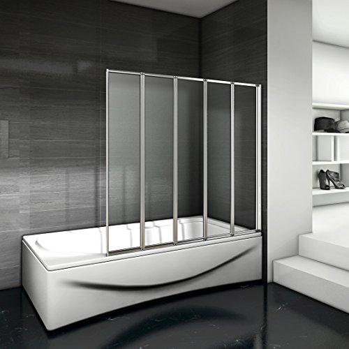 Mamparas pantalla de bañera biombo 5 veces plegable de Aica 1200 x 1400mm