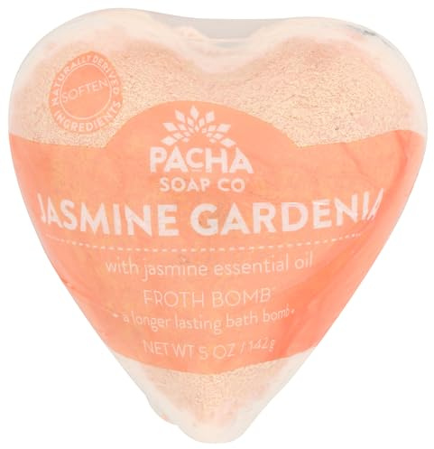 Pacha Soap Jasmine Gardenia Heart Froth Bomb, 5 Oz