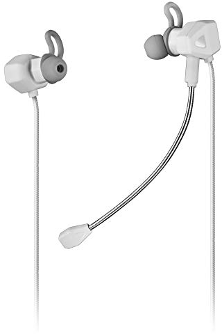Mars Gaming MIHX, In-Ear con Dual Driver 10mm + HAPTIC Sense, Sonido Envolvente con Graves Potenciados, Micrófono Extraíble y Fijo, Control de Volumen y Mute, Compatibilidad Total, Blanco