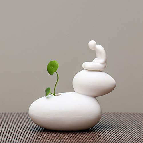 KJYHXX Ceramic No - Phase Buddha Figure Monk Hydroponic Flower Arrangement Device - Ideal Small Ornament for Home and Office Desktops (02)