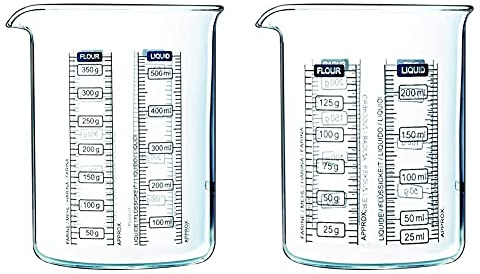 Pyrex 505040 Kitchen Lab Messbecher, 0,5 L & 255040 Kitchen Lab Messbecher, 0,25 L