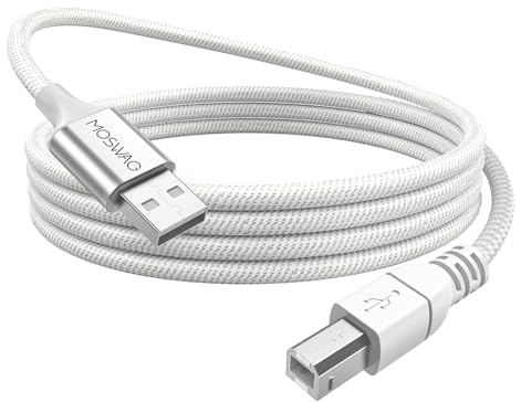 MOSWAG Cavo per stampante USB da 3 m, cavo USB 2.0, tipo A a B, resistente ad alta velocità, per HP, Canon, Dell, Epson, Lexmark, Xerox, Brother, Samsung e altro ancora