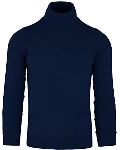 CZ - Dolcevita Maglione Uomo Pullover Invernale Manica Lunga Collo Alto Caldo in 5% Cashmere 25% Lana, 30% Viscosa e 40% Poliamide (Blu, 3XL)