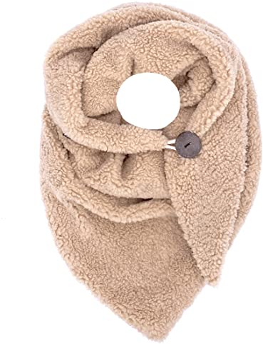 FASHION YOU WANT Damen KuschelSchal, Teddyfell Baumwolle Dreieckstuch Frauen Winterschal Herbstschal Warm Dreieck Schal Halstuch Scarf (beige)