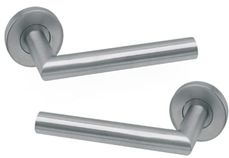 Lot de poignées en acier inoxydable 18/8, disponible ensemble de poignées rosette ronde de 50 mm de diamètre, sur plaque longue de 245 mm de long x 45 mm de large et manivelle rosette ovale (rosette