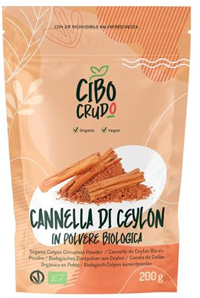 Cannella in Polvere Bio Macinata - 200g. Cannella di Ceylon in Polvere Biologica e Vegana Senza Additivi ne Conservanti. Cinnamon Powder.