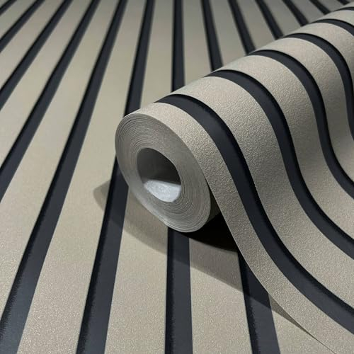 marburg Papier peint, aspect bois, beige, gris, panneaux acoustiques, effet 3D, papier peint non tissé, salon, chambre à coucher, 10,05 x 0,53 m, fabriqué en Allemagne
