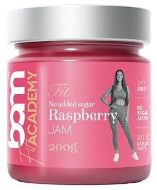 BAM Mermelada de frambuesa sin azúcar añadido, Cobertura perfecta para postres, repostería casera y profesional, 200 g