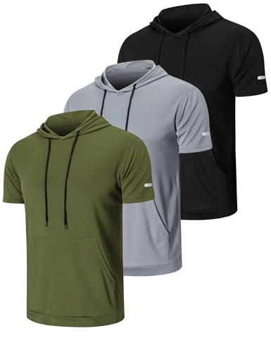 HUAKANG 3-pack T-shirts män andningsbara sporttröjor män coola torra löpning toppar kortärmad gym toppar för män | Sport träning löpning atletisk rund hals fukttransporterande t-shirts