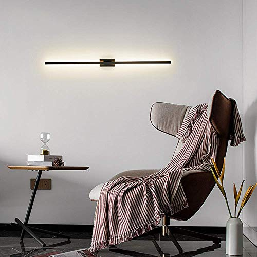 SIBEG Lámpara De Pared LED De Tira Larga Minimalista Moderna, Luz De Pasillo De Pared De Escalera De Dormitorio Junto A La Cama, Foco Mural De Faro De Espejo De Baño Cálido, Tamaño: L98CM